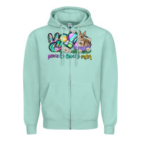 Seafoam Peace love Easter Day Zipper Hoodie - CowGirlArtShop