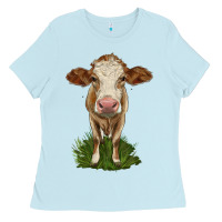 Baby Blue simmental heifer Ladies Tee - LillyAllenDesigns