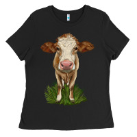 Black simmental heifer Ladies Tee - LillyAllenDesigns
