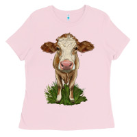 Bubblegum Pink simmental heifer Ladies Tee - LillyAllenDesigns