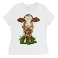White simmental heifer Ladies Tee - LillyAllenDesigns