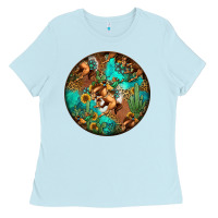 Baby Blue western pattern circle Ladies Tee - Jasminsmagicworld