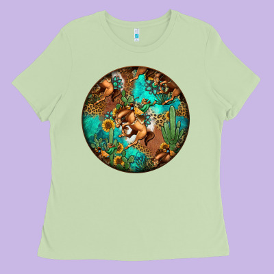 Western Pattern Circle Ladies Tee Designed By Jasminsmagicworld