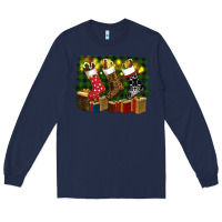 Navy Christmas Santa Socks Long Sleeve Tee - RanaPortraitStore