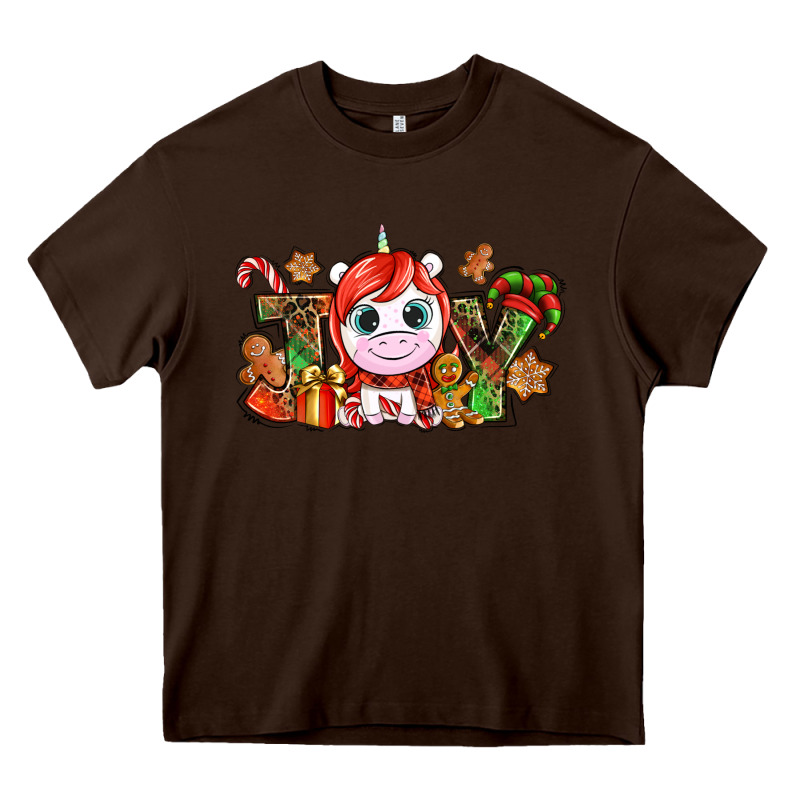 Joy Unicorn Christmas Heavy Core Tee by NancyCooperArtShop | Teevron