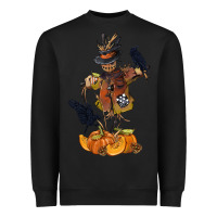 Black Scarecrow with Pumpkin Heavyweight Sweatshirt - texasbilliewilder