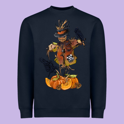 Scarecrow With Pumpkin Heavyweight Sweatshirt Designed By Texasbilliewilder