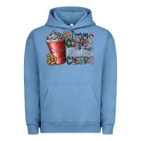 Pigment Pebble Blue I Run On Coffee And Christmas Cheers Urban Hoodie - CowhideDigitalArt