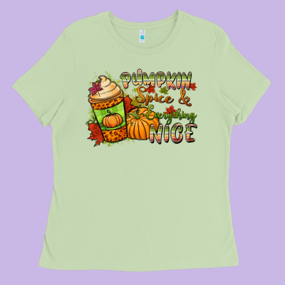 Pumpkin Spice Everything Nice Ladies Tee Designed By Nancycooperartshop