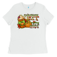 White Pumpkin spice everything nice Ladies Tee - NancyCooperArtShop