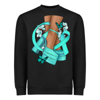Black Ovarian Cancer diva teal ribbon Heavyweight Sweatshirt - NancyCooperArtShop