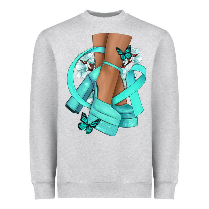 Ovarian Cancer Diva Teal Ribbon Heavyweight Sweatshirt by NancyCooperArtShop | Teevron