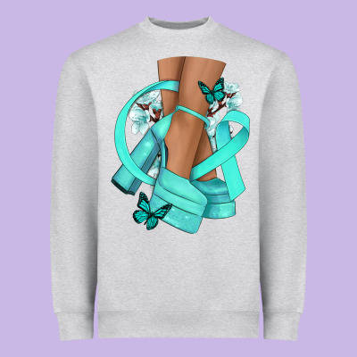 Ovarian Cancer Diva Teal Ribbon Heavyweight Sweatshirt Designed By Nancycooperartshop