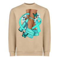 Mushroom Ovarian Cancer diva teal ribbon Heavyweight Sweatshirt - NancyCooperArtShop