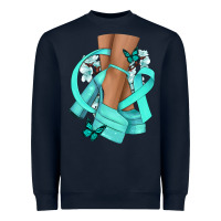 Navy Ovarian Cancer diva teal ribbon Heavyweight Sweatshirt - NancyCooperArtShop
