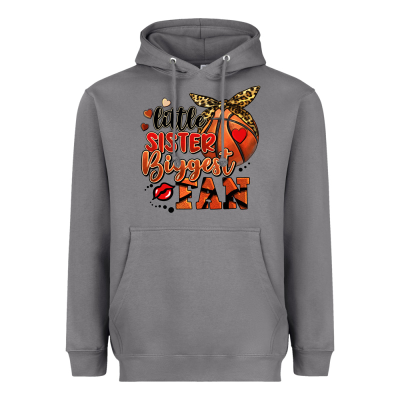 Little Sister Biggest Fan Basketball Heavyweight Hoodie by FaDigitalArtStudio | Teevron