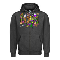 Charcoal Heather Mardi Gras love Nurse Zipper Hoodie - HowdyJamesFarm