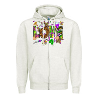 Oatmeal Heather Mardi Gras love Nurse Zipper Hoodie - HowdyJamesFarm