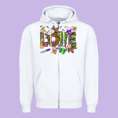Mardi Gras Love Nurse Zipper Hoodie Designed By Howdyjamesfarm