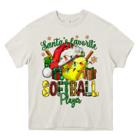 Cream Santa's Favorite Softball player Heavy Core Tee - NancyCooperArtShop