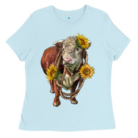 Hereford Bull Rope And Sunflowers Ladies Tee | Teevron