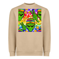 Mushroom Pride LGBTQ+ aliens and stars with rainbow Heavyweight Sweatshirt - NancyCooperArtShop