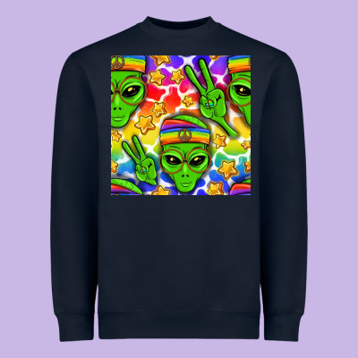 Pride Lgbtq+ Aliens And Stars With Rainbow Heavyweight Sweatshirt Designed By Nancycooperartshop