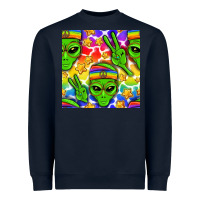 Navy Pride LGBTQ+ aliens and stars with rainbow Heavyweight Sweatshirt - NancyCooperArtShop