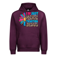 Mauve Wine im just here trusting jesus Urban Hoodie - CowhideDigitalArt