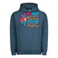 Pigment Midnight Navy im just here trusting jesus Urban Hoodie - CowhideDigitalArt