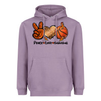 Lavender Peace Love Basketball Heavyweight Hoodie - FaDigitalArtStudio