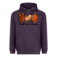 Plum Peace Love Basketball Heavyweight Hoodie - FaDigitalArtStudio