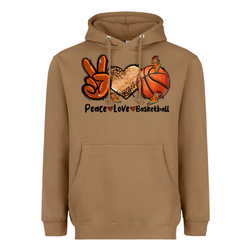 Peace Love Basketball Heavyweight Hoodie by FaDigitalArtStudio | Teevron