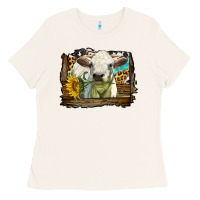 Bone charolais heifer with western background Ladies Tee - LillyAllenDesigns