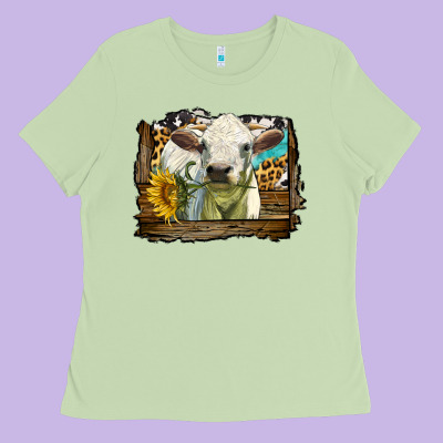 Charolais Heifer With Western Background Ladies Tee Designed By Lillyallendesigns