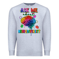 Heather Grey ask me about neurodiversity Premium Sweatshirt - FaDigitalArtStudio