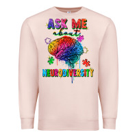 Pale Pink ask me about neurodiversity Premium Sweatshirt - FaDigitalArtStudio