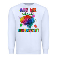 White ask me about neurodiversity Premium Sweatshirt - FaDigitalArtStudio