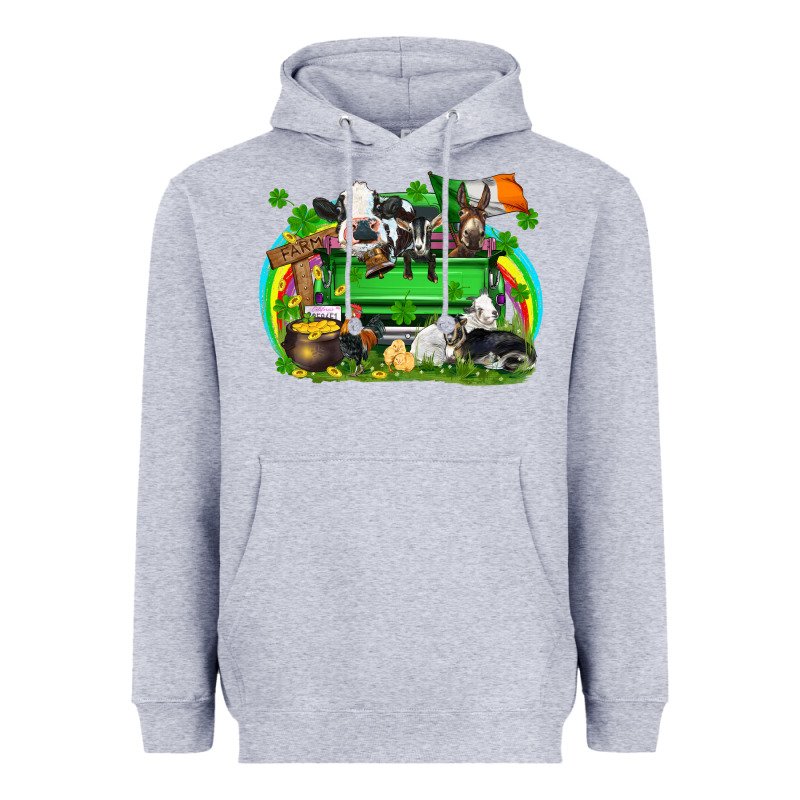St. Patrick's Day Farm Animal Truck Heavyweight Hoodie by FaDigitalArtStudio | Teevron