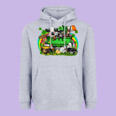 St. Patrick's Day Farm Animal Truck Heavyweight Hoodie Designed By Fadigitalartstudio