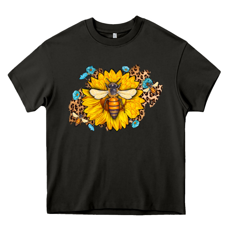 Bee Sunflower Leopard Heavy Core Tee by Jasminsmagicworld | Teevron