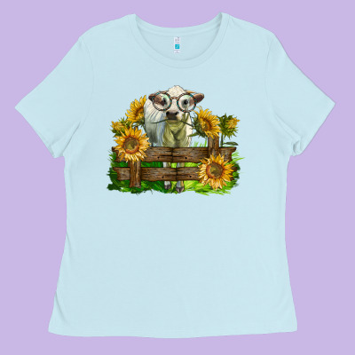 Charolais Heifer With Sunflowers Ladies Tee Designed By Lillyallendesigns