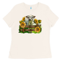Bone charolais heifer with sunflowers Ladies Tee - LillyAllenDesigns