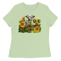 Matcha charolais heifer with sunflowers Ladies Tee - LillyAllenDesigns