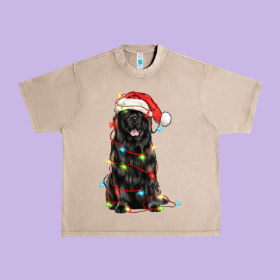 Christmas Newfoundland Dog Urban Heavy Tee Designed By Lillyallendesigns