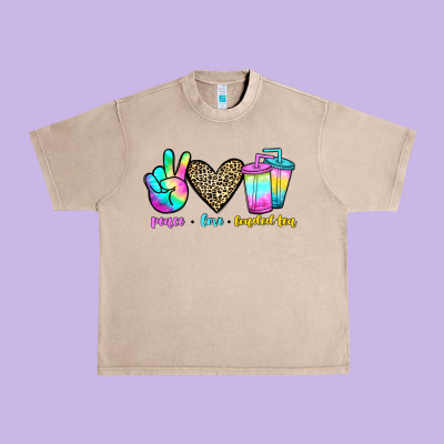 Peace Love Loaded Tea Urban Heavy Tee Designed By Jahusdesignshop