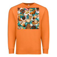 Carrot bakery coffee cups cookie and donut with turquoise glitter seamless pa Premium Sweatshirt - BundleAndBundleShop