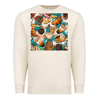 Sandshell bakery coffee cups cookie and donut with turquoise glitter seamless pa Premium Sweatshirt - BundleAndBundleShop
