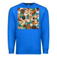 Bakery Coffee Cups Cookie And Donut With Turquoise Glitter Seamless Pa Premium Sweatshirt | Teevron