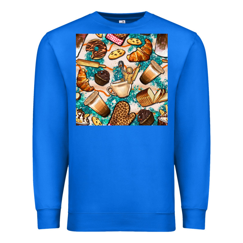 Bakery Coffee Cups Cookie And Donut With Turquoise Glitter Seamless Pa Premium Sweatshirt by BundleAndBundleShop | Teevron